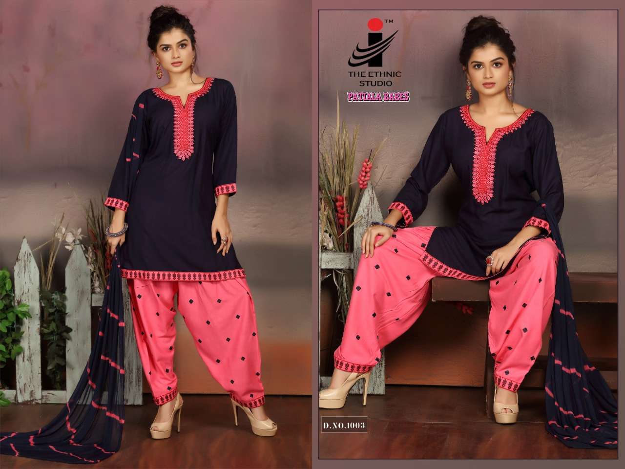 PATIALA BABES BY THE ETHNIC STUDIO 1001 TO 1008 SERIES DESIGNER PATIYALA SUITS BEAUTIFUL FANCY COLORFUL STYLISH PARTY WEAR & ETHNIC WEAR HEAVY RAYON PLAIN WITH EMBROIDERY DRESSES AT WHOLESALE PRICE