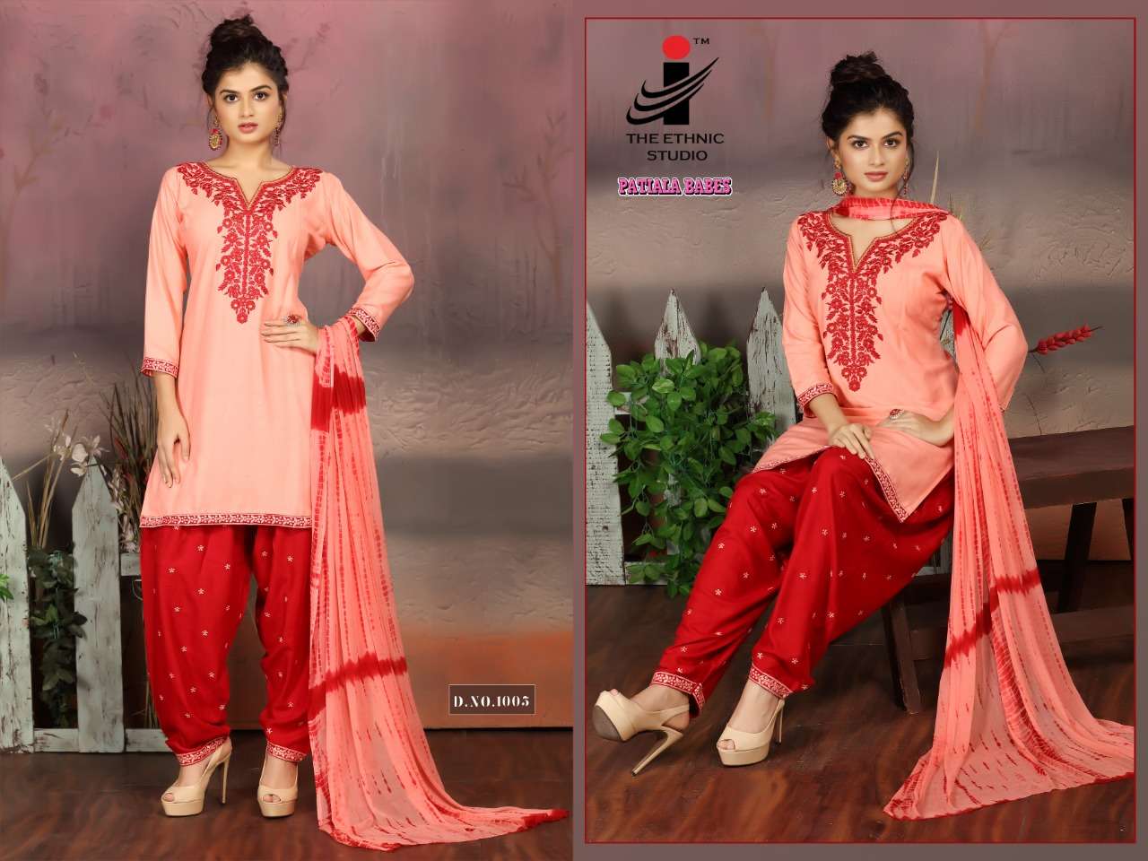 PATIALA BABES BY THE ETHNIC STUDIO 1001 TO 1008 SERIES DESIGNER PATIYALA SUITS BEAUTIFUL FANCY COLORFUL STYLISH PARTY WEAR & ETHNIC WEAR HEAVY RAYON PLAIN WITH EMBROIDERY DRESSES AT WHOLESALE PRICE