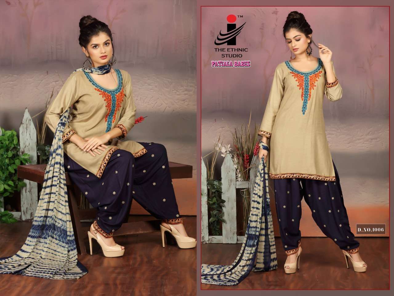 PATIALA BABES BY THE ETHNIC STUDIO 1001 TO 1008 SERIES DESIGNER PATIYALA SUITS BEAUTIFUL FANCY COLORFUL STYLISH PARTY WEAR & ETHNIC WEAR HEAVY RAYON PLAIN WITH EMBROIDERY DRESSES AT WHOLESALE PRICE