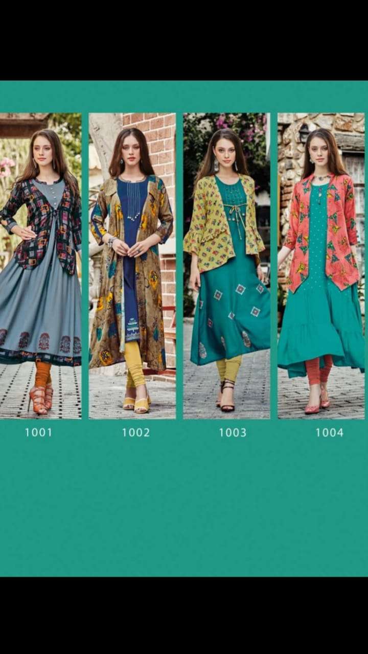 FEBRICA VOL-1 BY DIKSHA FASHION 1001 TO 1008 SERIES DESIGNER BEAUTIFUL STYLISH FANCY COLORFUL CASUAL WEAR & ETHNIC WEAR 14 KLG RAYON PRINTED KURTIS AT WHOLESALE PRICE