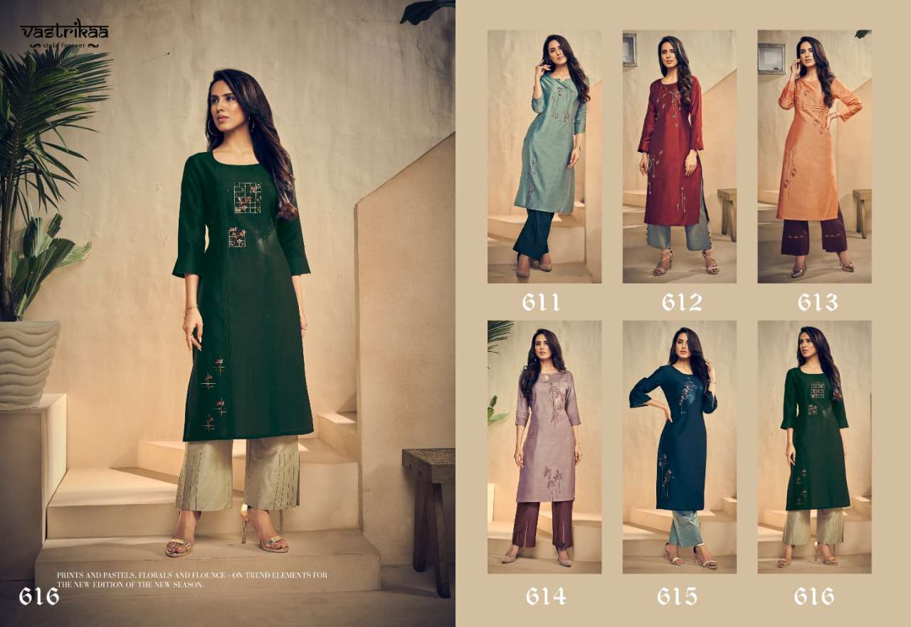 MAJESTY VOL-2 BY VASTRIKAA 611 TO 616 SERIES DESIGNER BEAUTIFUL STYLISH FANCY COLORFUL CASUAL WEAR & ETHNIC WEAR HANDLOOM CHANDERI SILK WITH TWO TONE KURTIS AT WHOLESALE PRICE