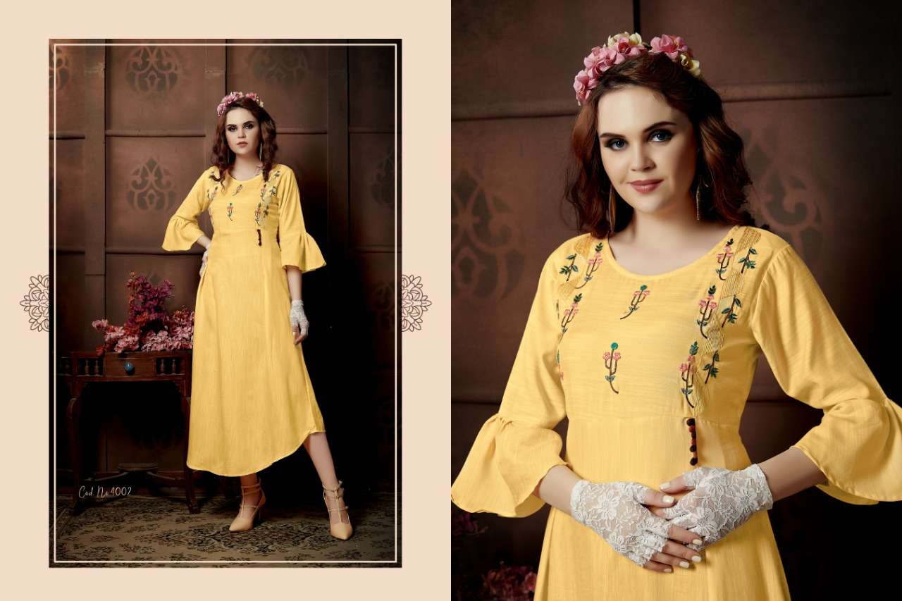 SUI DHAAGA VOL-4 BY SHIVASUKI 4001 TO 4005 SERIES DESIGNER GOWN COLLECTION BEAUTIFUL STYLISH FANCY COLORFUL PARTY WEAR & OCCASIONAL WEAR HEAVY RAYON SLUB EMBROIDERED GOWNS AT WHOLESALE PRICE