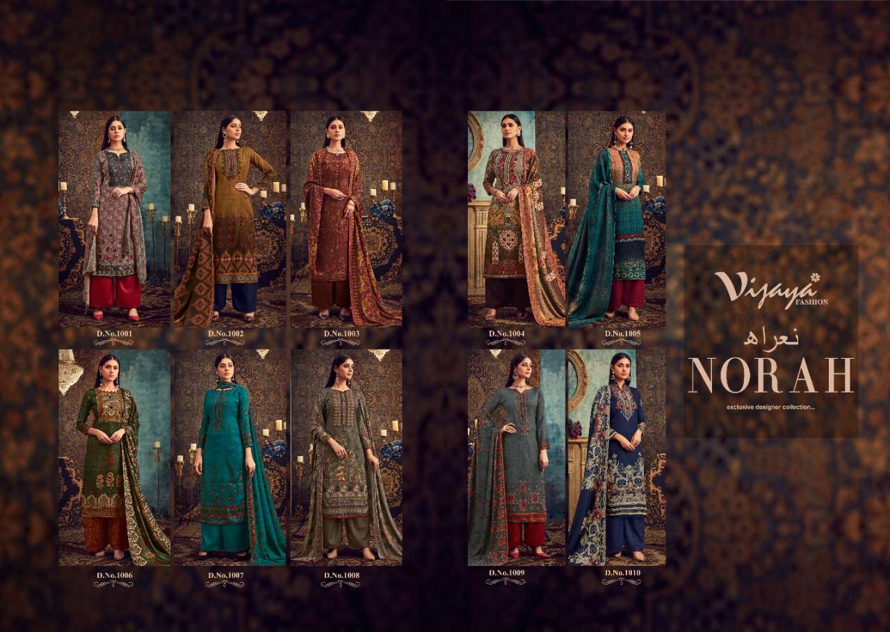 NORAH BY VIJAYA FASHION 1001 TO 1010 SERIES BEAUTIFUL SUITS STYLISH FANCY COLORFUL PARTY WEAR & ETHNIC WEAR PASHMINA PRINTED DRESSES AT WHOLESALE PRICE