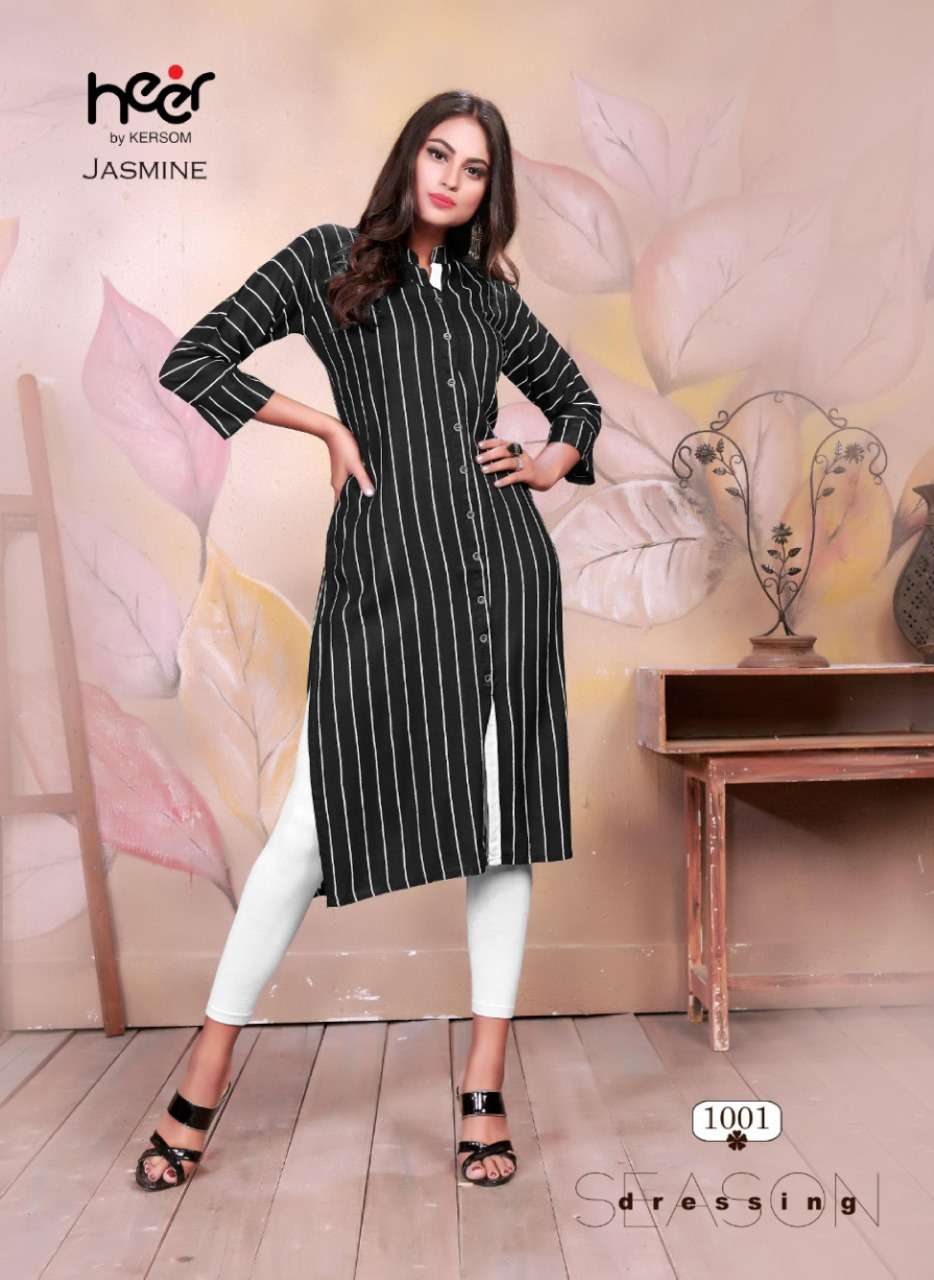 JASMINE BY HEER 1001 TO 1006 SERIES DESIGNER BEAUTIFUL STYLISH FANCY COLORFUL CASUAL WEAR & ETHNIC WEAR HEAVY RAYON LINING KURTIS AT WHOLESALE PRICE