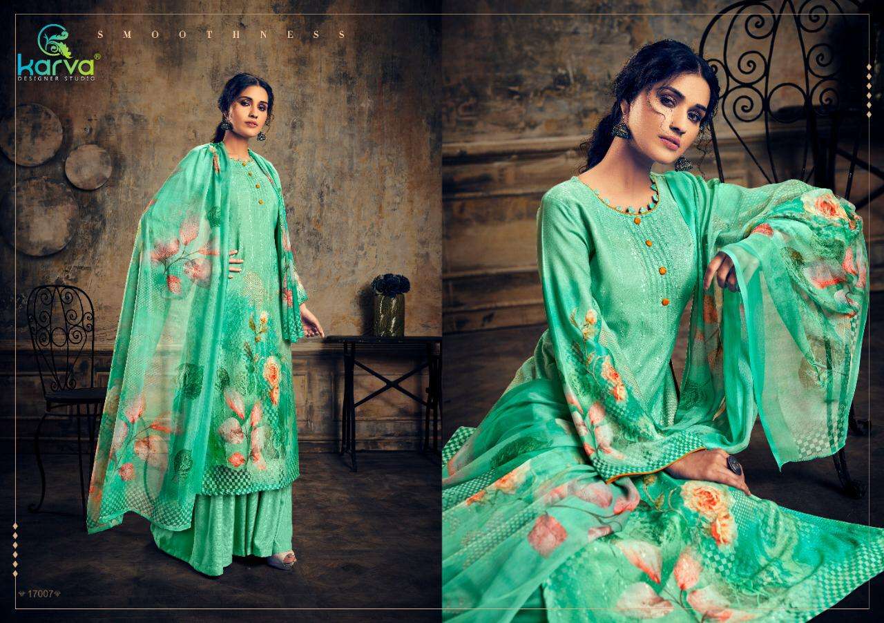 SHEHNAAZ BY KARVA DESIGNER STUDIO 17001 TO 17007 SERIES DESIGNER SHARARA SUITS BEAUTIFUL STYLISH FANCY COLORFUL PARTY WEAR & ETHNIC WEAR PASHMINA EMBROIDERY WITH DIGITAL PRINT DRESSES AT WHOLESALE PRICE