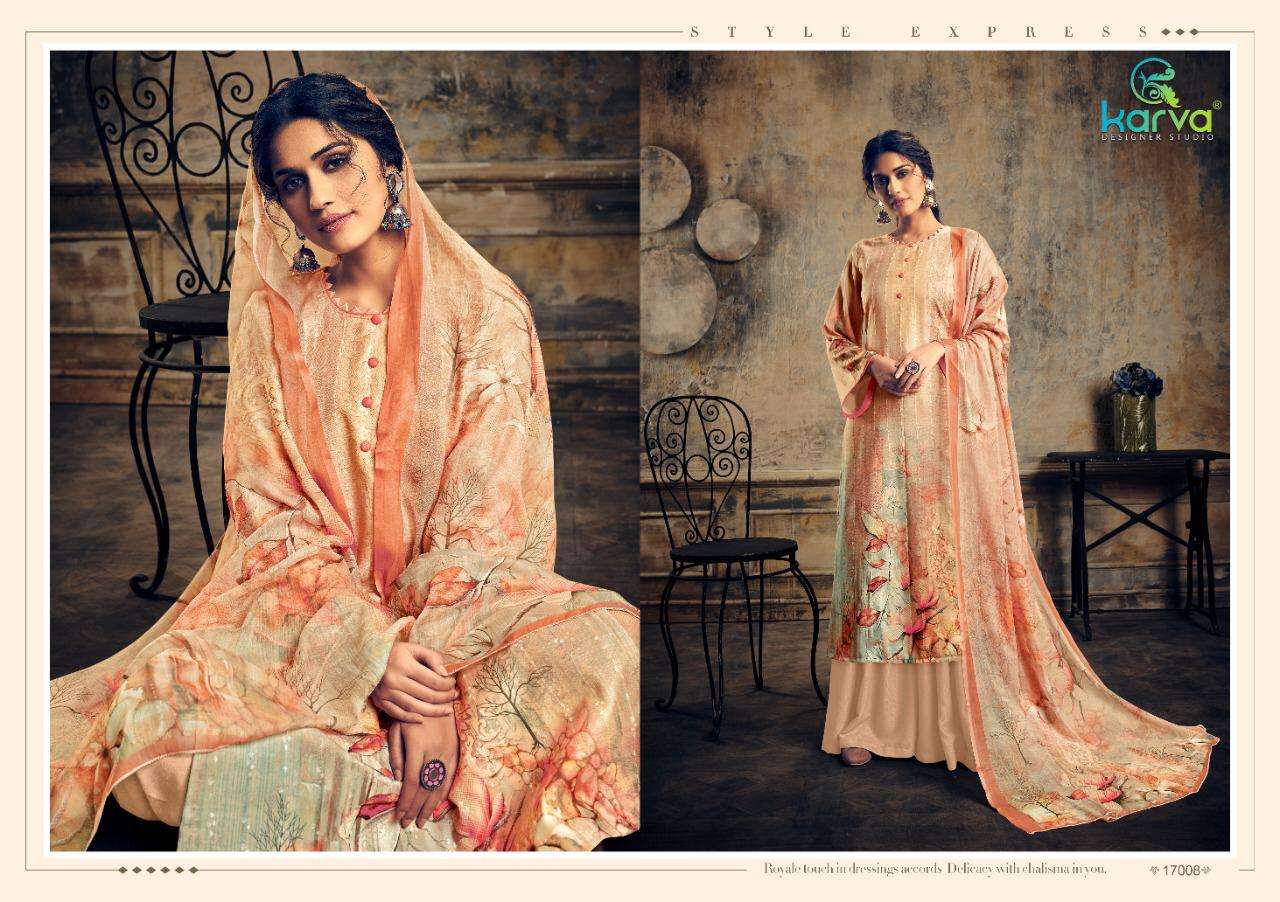 SHEHNAAZ BY KARVA DESIGNER STUDIO 17001 TO 17007 SERIES DESIGNER SHARARA SUITS BEAUTIFUL STYLISH FANCY COLORFUL PARTY WEAR & ETHNIC WEAR PASHMINA EMBROIDERY WITH DIGITAL PRINT DRESSES AT WHOLESALE PRICE
