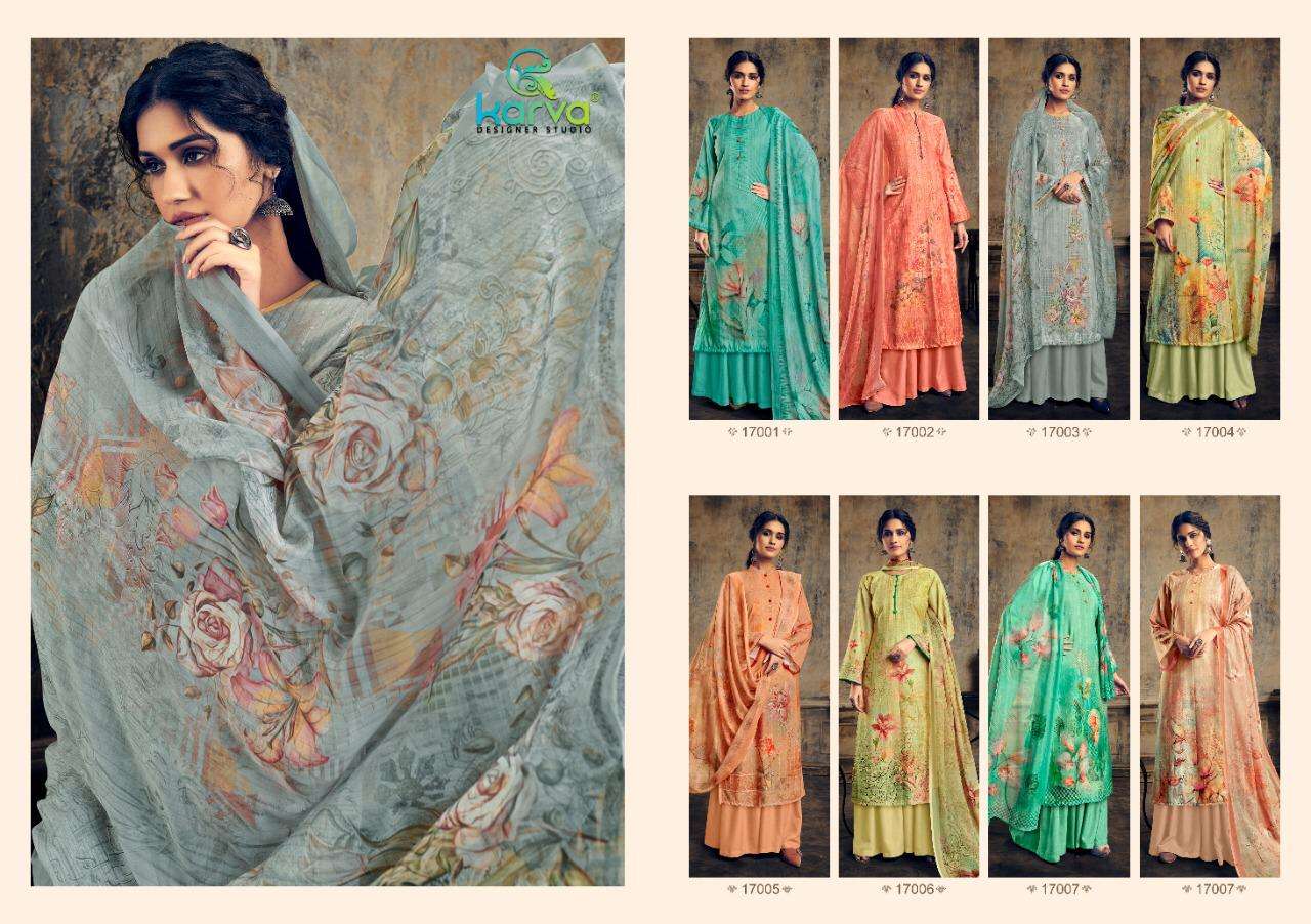 SHEHNAAZ BY KARVA DESIGNER STUDIO 17001 TO 17007 SERIES DESIGNER SHARARA SUITS BEAUTIFUL STYLISH FANCY COLORFUL PARTY WEAR & ETHNIC WEAR PASHMINA EMBROIDERY WITH DIGITAL PRINT DRESSES AT WHOLESALE PRICE