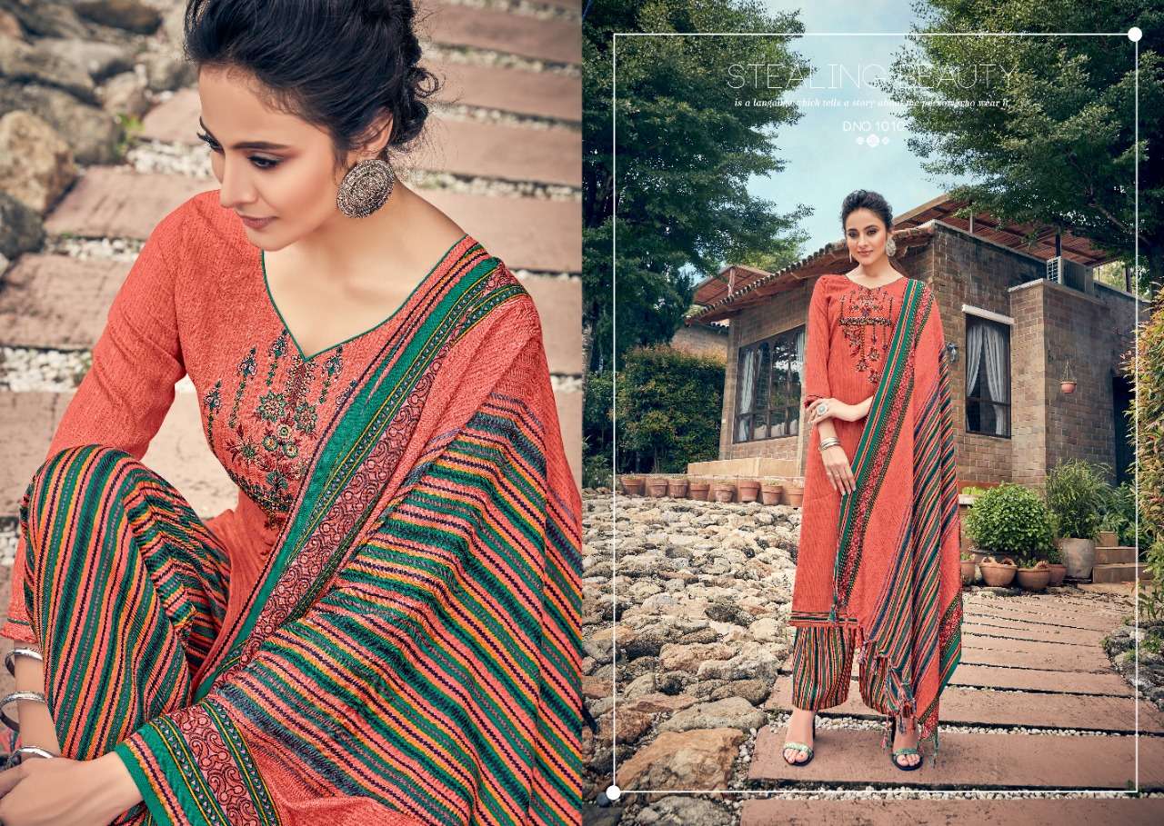 GUL BY SUMYRA FASHION 1001 TO 1010 SERIES SUITS STYLISH BEAUTIFUL COLOURFUL PRINTED & EMBROIDERED PARTY WEAR & OCCASIONAL WEAR PURE PASHMINA PRINT WITH EMBROIDERY DRESSES AT WHOLESALE PRICE