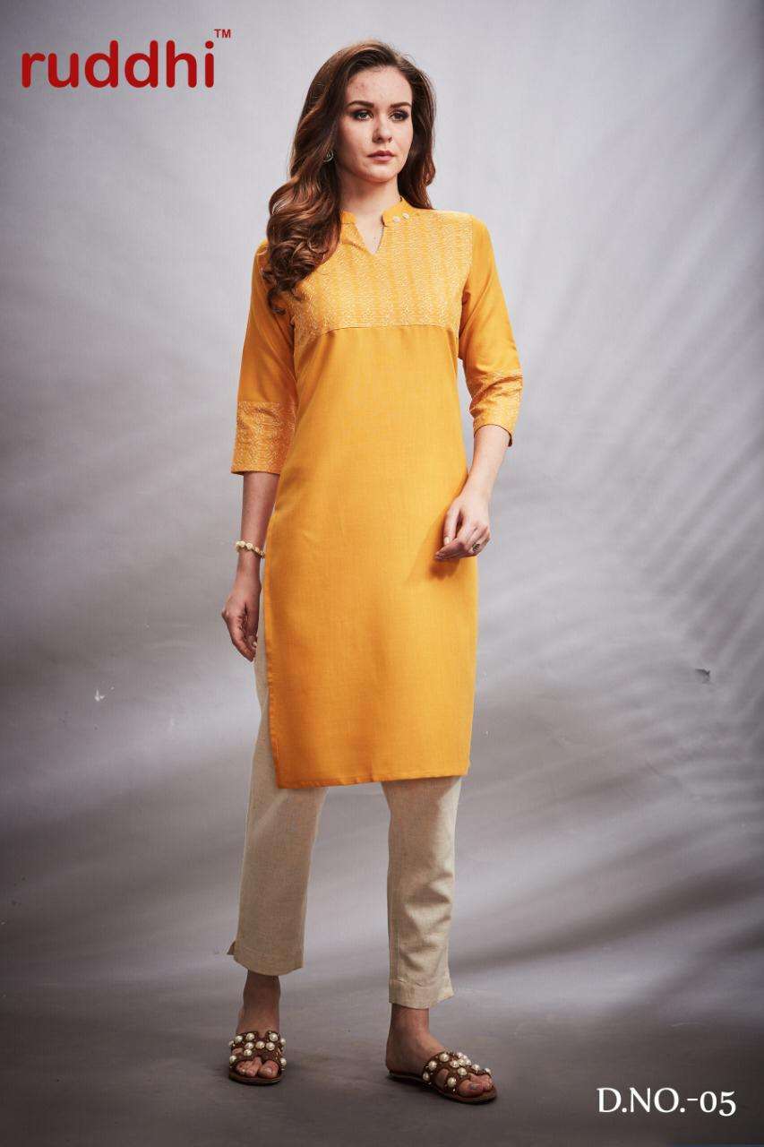 ENVY BY RUDDHI DRESSLINE 01 TO 06 SERIES BEAUTIFUL STYLISH COLORFUL FANCY PARTY WEAR & ETHNIC WEAR & READY TO WEAR COTTON EMBROIDERED KURTIS AT WHOLESALE PRICE