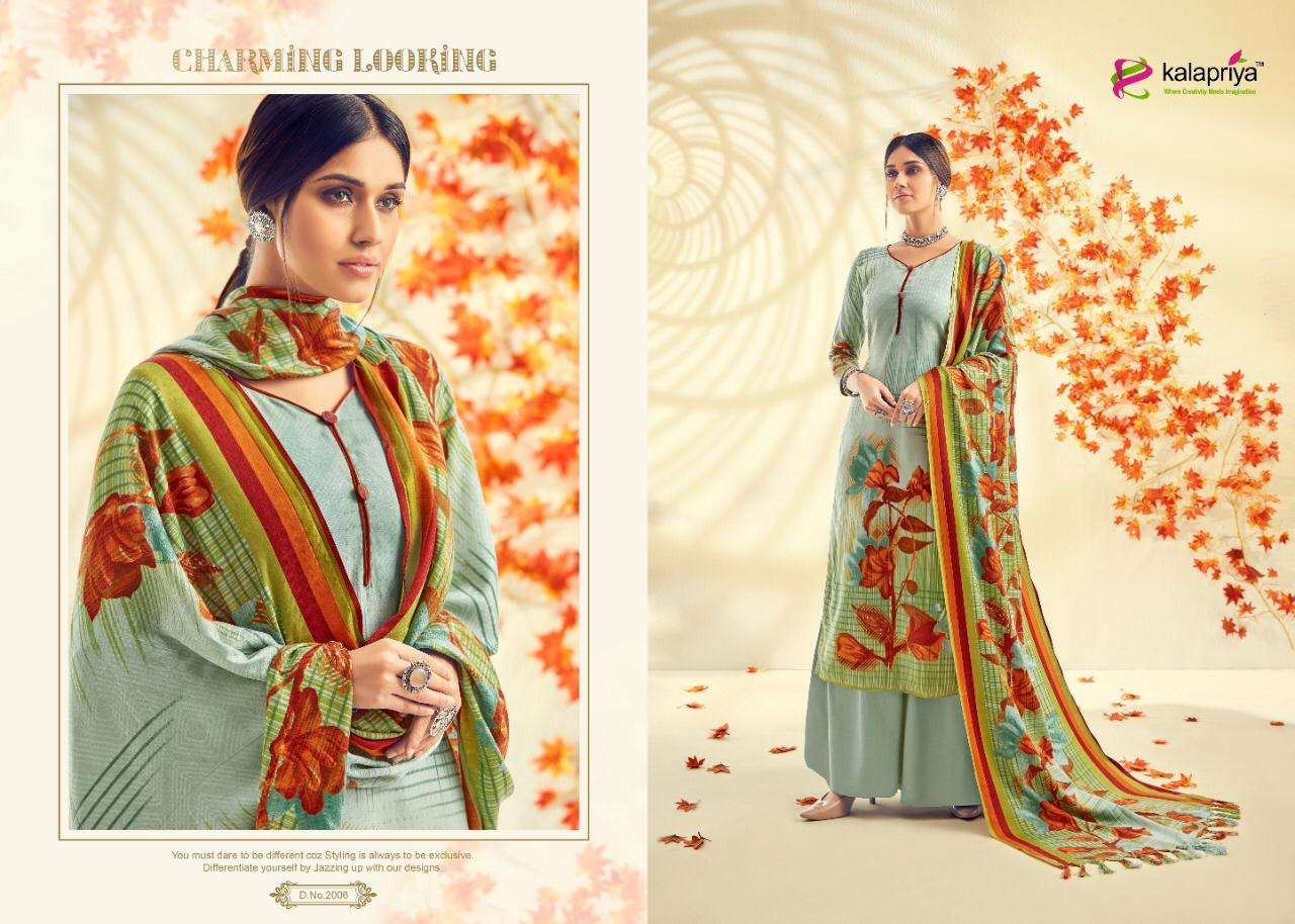 ZULFI VOL-2 BY KALAPRIYA 2001 TO 2007 SERIES DESIGNER SHARARA SUITS BEAUTIFUL STYLISH FANCY COLORFUL PARTY WEAR & ETHNIC WEAR DULL BUTTI PURE PASHMINA PRINTED DRESSES AT WHOLESALE PRICE