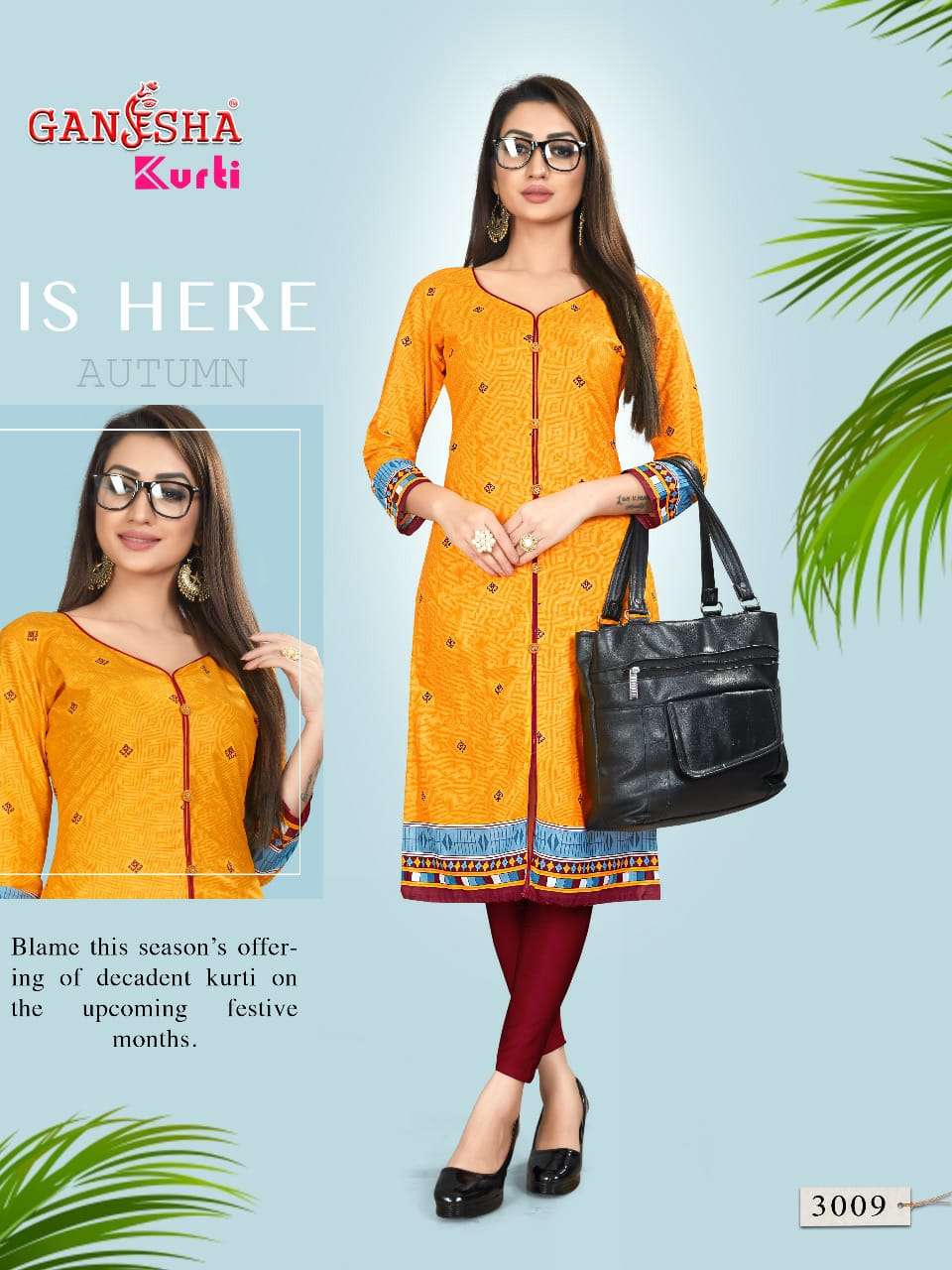 GANESHA KURTI VOL-3 BY GANESHA 3006 TO 3017 SERIES BEAUTIFUL STYLISH COLORFUL FANCY PARTY WEAR & ETHNIC WEAR & READY TO WEAR FANCY PRINTED KURTIS AT WHOLESALE PRICE
