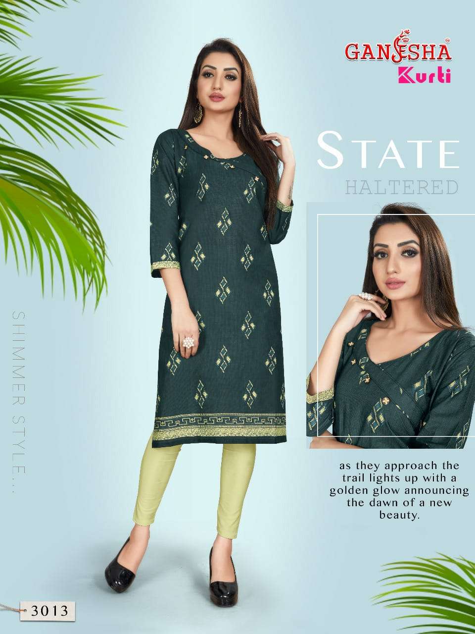 GANESHA KURTI VOL-3 BY GANESHA 3006 TO 3017 SERIES BEAUTIFUL STYLISH COLORFUL FANCY PARTY WEAR & ETHNIC WEAR & READY TO WEAR FANCY PRINTED KURTIS AT WHOLESALE PRICE