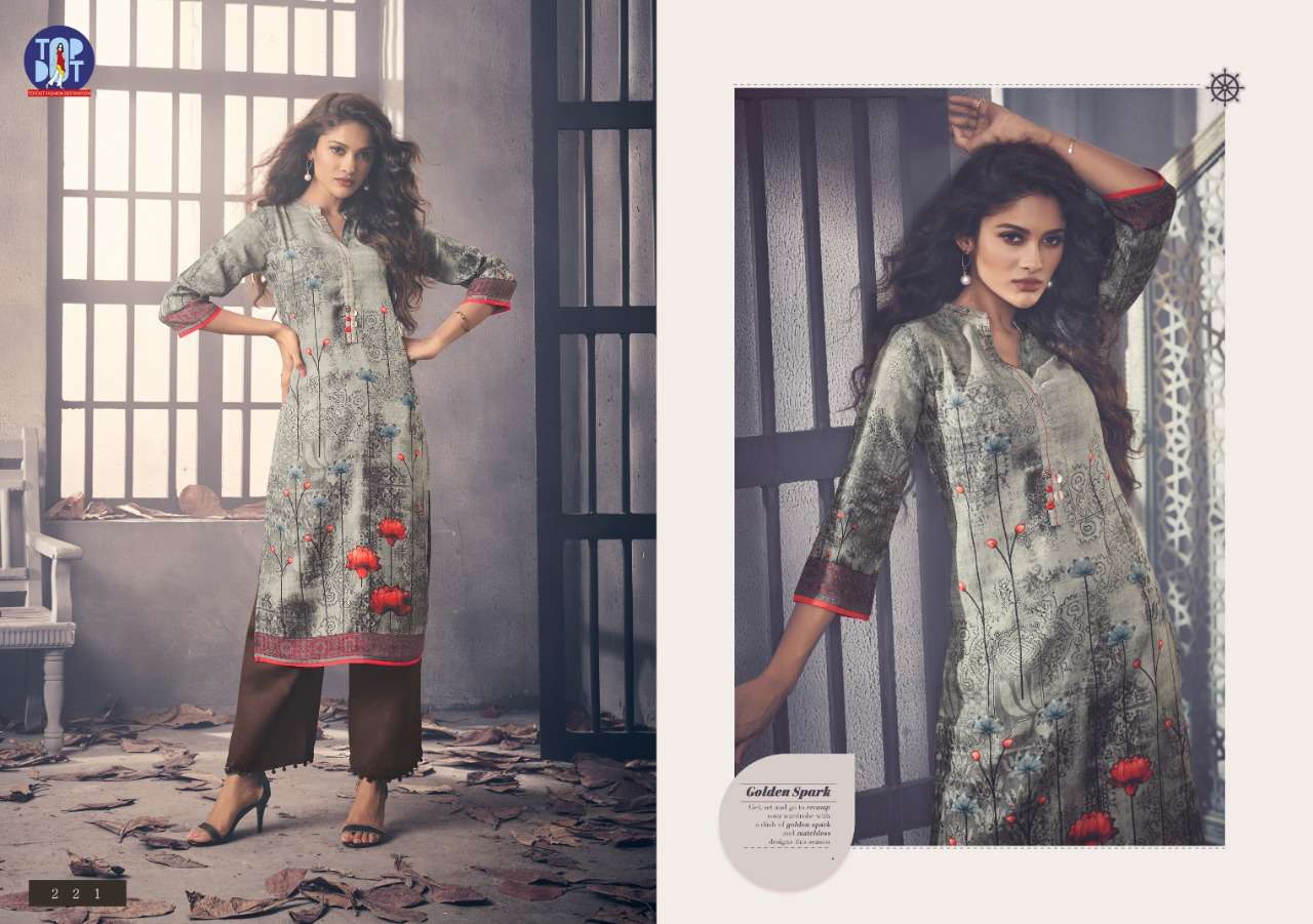 PASHMINA BY TOP DOT 221 TO 230 SERIES BEAUTIFUL STYLISH COLORFUL FANCY PARTY WEAR & ETHNIC WEAR & READY TO WEAR FAUX PASHMINA PRINTED KURTIS AT WHOLESALE PRICE