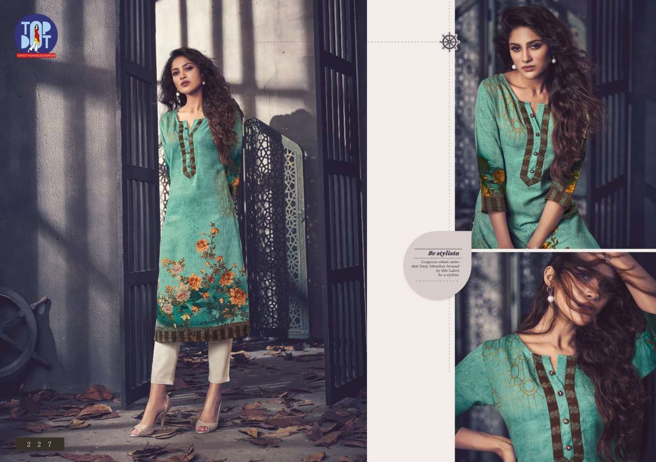 PASHMINA BY TOP DOT 221 TO 230 SERIES BEAUTIFUL STYLISH COLORFUL FANCY PARTY WEAR & ETHNIC WEAR & READY TO WEAR FAUX PASHMINA PRINTED KURTIS AT WHOLESALE PRICE