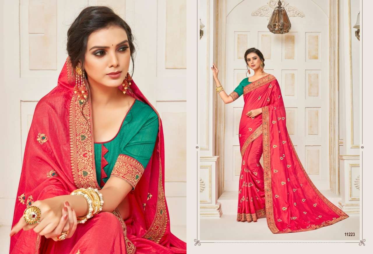 GULAL BY INDIAN WOMEN 11223 TO 11232 SERIES INDIAN TRADITIONAL WEAR COLLECTION BEAUTIFUL STYLISH FANCY COLORFUL PARTY WEAR & ETHNIC WEAR TWO TON SILK JACQUARD SAREES AT WHOLESALE PRICE