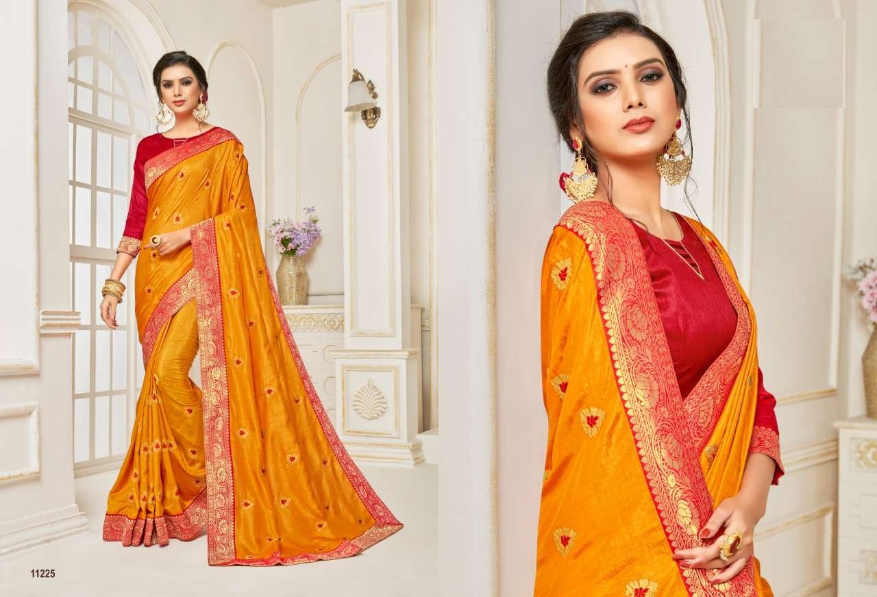 GULAL BY INDIAN WOMEN 11223 TO 11232 SERIES INDIAN TRADITIONAL WEAR COLLECTION BEAUTIFUL STYLISH FANCY COLORFUL PARTY WEAR & ETHNIC WEAR TWO TON SILK JACQUARD SAREES AT WHOLESALE PRICE