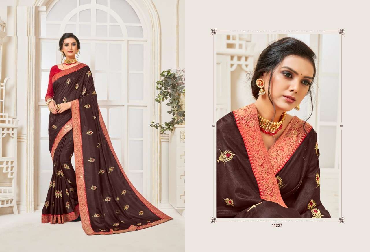 GULAL BY INDIAN WOMEN 11223 TO 11232 SERIES INDIAN TRADITIONAL WEAR COLLECTION BEAUTIFUL STYLISH FANCY COLORFUL PARTY WEAR & ETHNIC WEAR TWO TON SILK JACQUARD SAREES AT WHOLESALE PRICE