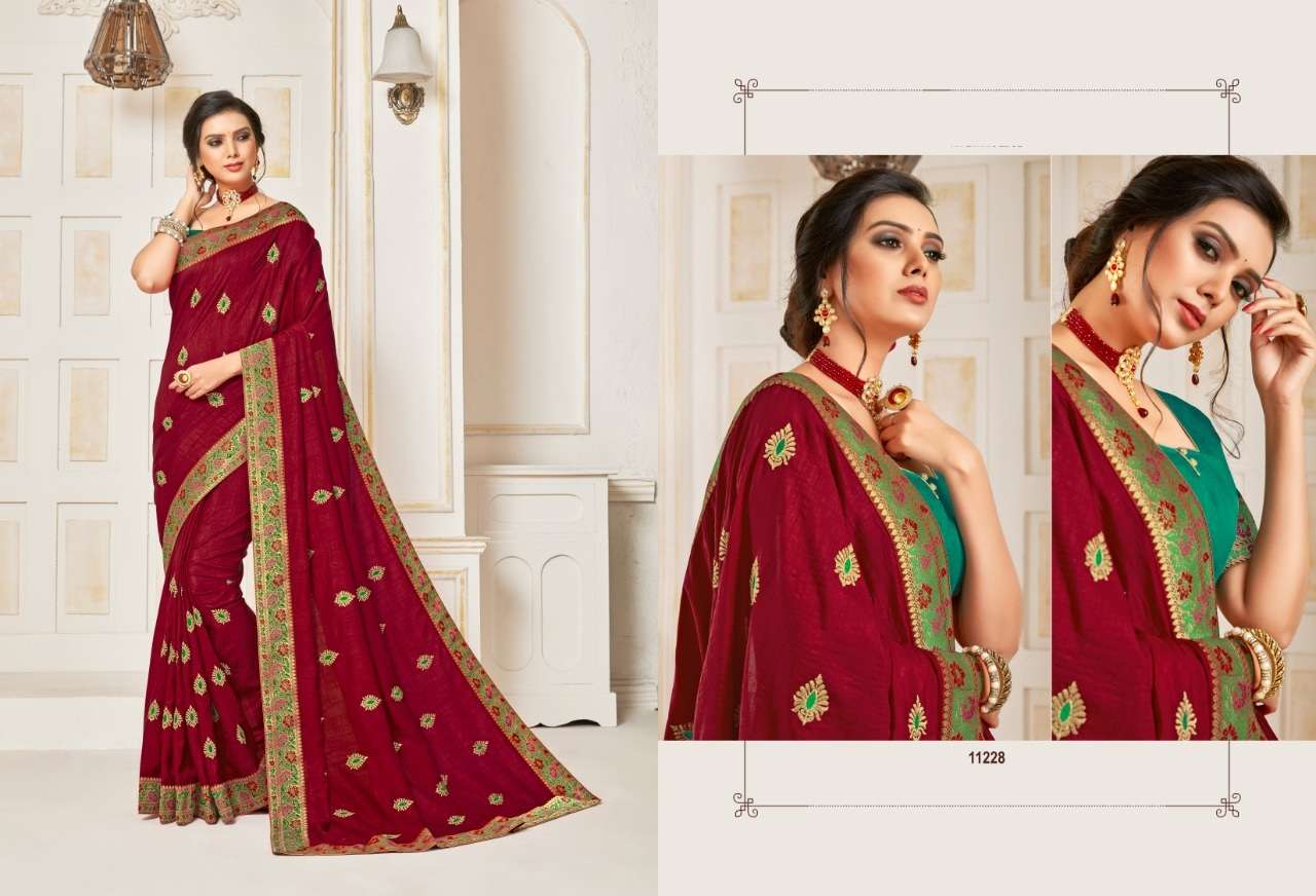 GULAL BY INDIAN WOMEN 11223 TO 11232 SERIES INDIAN TRADITIONAL WEAR COLLECTION BEAUTIFUL STYLISH FANCY COLORFUL PARTY WEAR & ETHNIC WEAR TWO TON SILK JACQUARD SAREES AT WHOLESALE PRICE