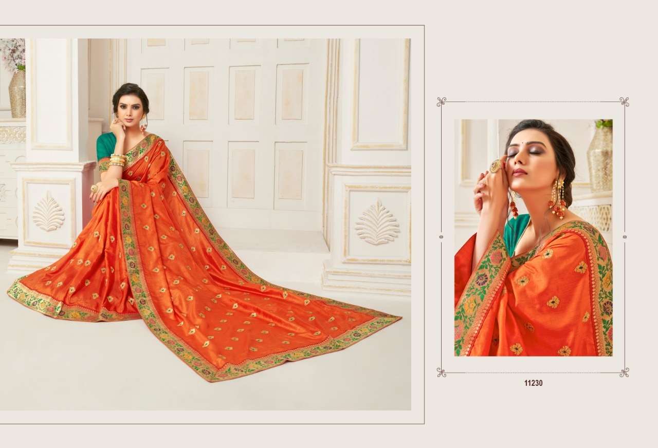 GULAL BY INDIAN WOMEN 11223 TO 11232 SERIES INDIAN TRADITIONAL WEAR COLLECTION BEAUTIFUL STYLISH FANCY COLORFUL PARTY WEAR & ETHNIC WEAR TWO TON SILK JACQUARD SAREES AT WHOLESALE PRICE
