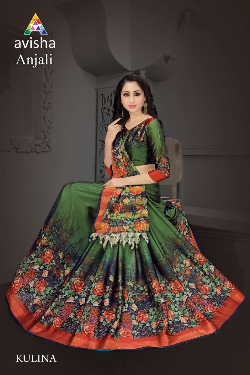 ANJALI BY AVISHA 01 TO 05 SERIES INDIAN BEAUTIFUL TRADITIONAL WEAR COLLECTION COLORFUL STYLISH FANCY PARTY WEAR & OCCASIONAL WEAR HANDLOOM COTTON SILK SAREES AT WHOLESALE PRICE