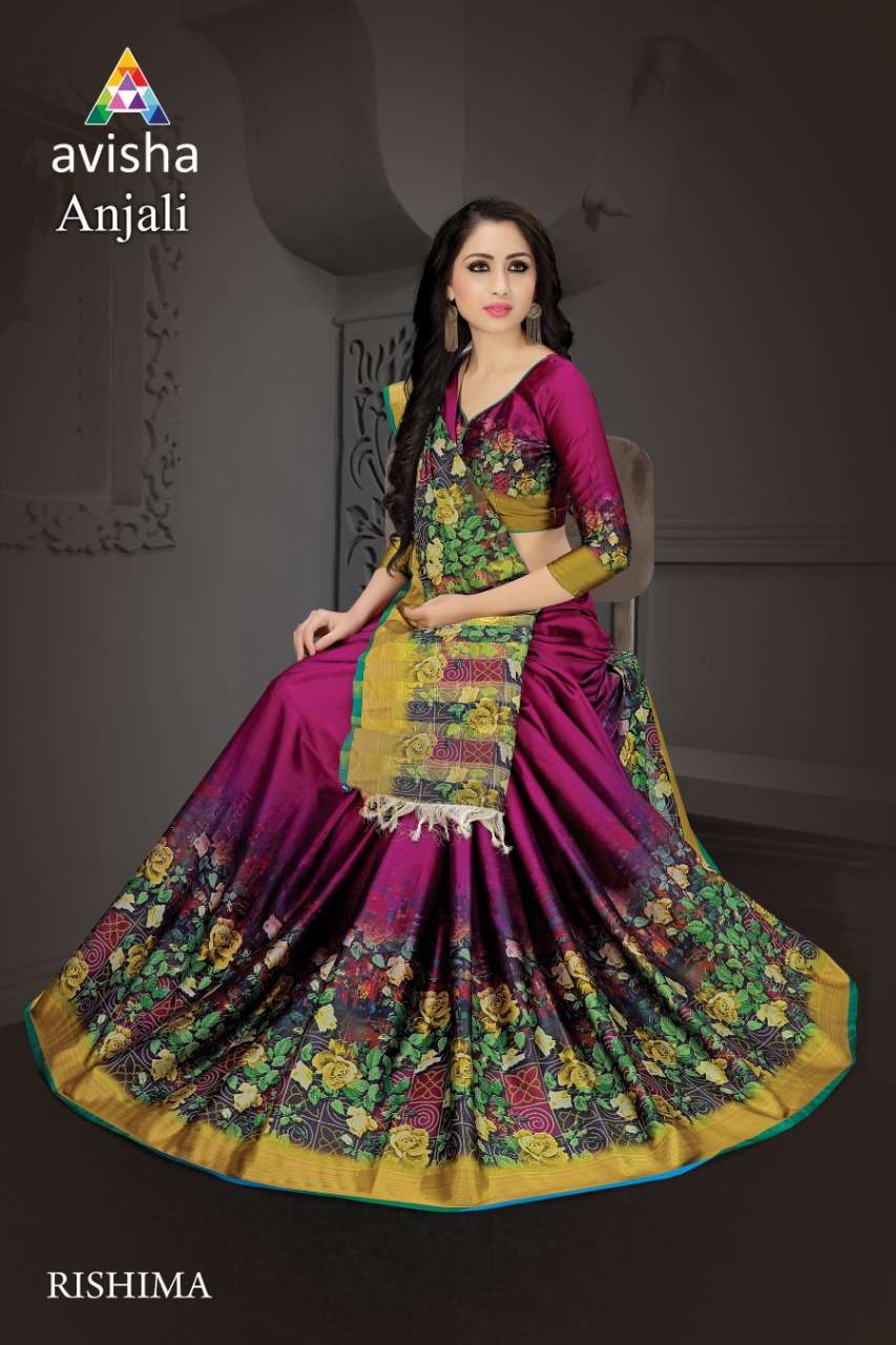 ANJALI BY AVISHA 01 TO 05 SERIES INDIAN BEAUTIFUL TRADITIONAL WEAR COLLECTION COLORFUL STYLISH FANCY PARTY WEAR & OCCASIONAL WEAR HANDLOOM COTTON SILK SAREES AT WHOLESALE PRICE