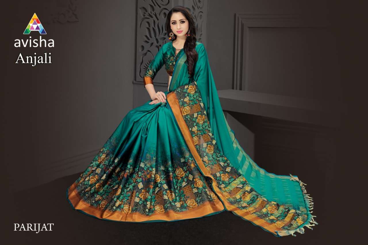 ANJALI BY AVISHA 01 TO 05 SERIES INDIAN BEAUTIFUL TRADITIONAL WEAR COLLECTION COLORFUL STYLISH FANCY PARTY WEAR & OCCASIONAL WEAR HANDLOOM COTTON SILK SAREES AT WHOLESALE PRICE