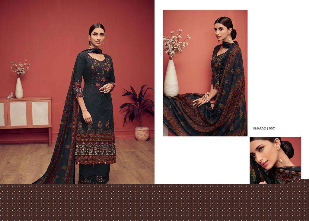 UMARAO BY HOUSE OF LAWN 1001 TO 1010 SERIES BEAUTIFUL STYLISH SHARARA SUITS FANCY COLORFUL CASUAL WEAR & ETHNIC WEAR & READY TO WEAR PURE JAM SATIN PRINTED WITH EMBROIDERY DRESSES AT WHOLESALE PRICE