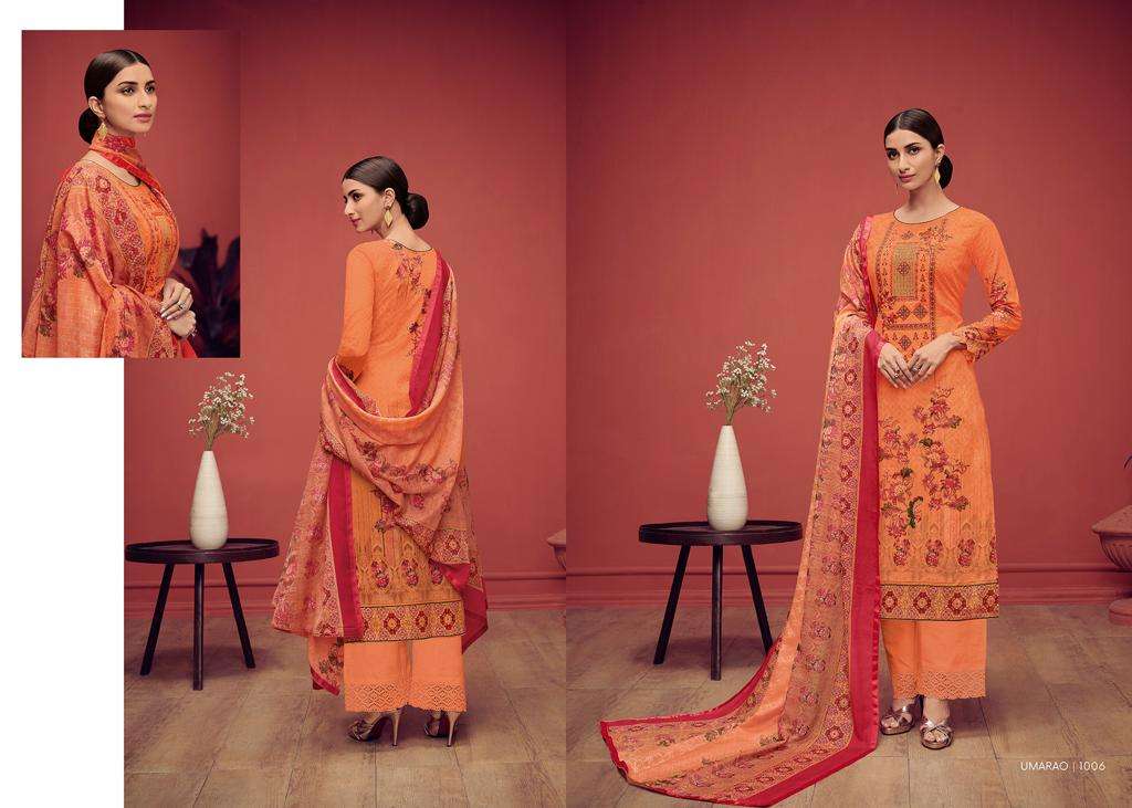 UMARAO BY HOUSE OF LAWN 1001 TO 1010 SERIES BEAUTIFUL STYLISH SHARARA SUITS FANCY COLORFUL CASUAL WEAR & ETHNIC WEAR & READY TO WEAR PURE JAM SATIN PRINTED WITH EMBROIDERY DRESSES AT WHOLESALE PRICE