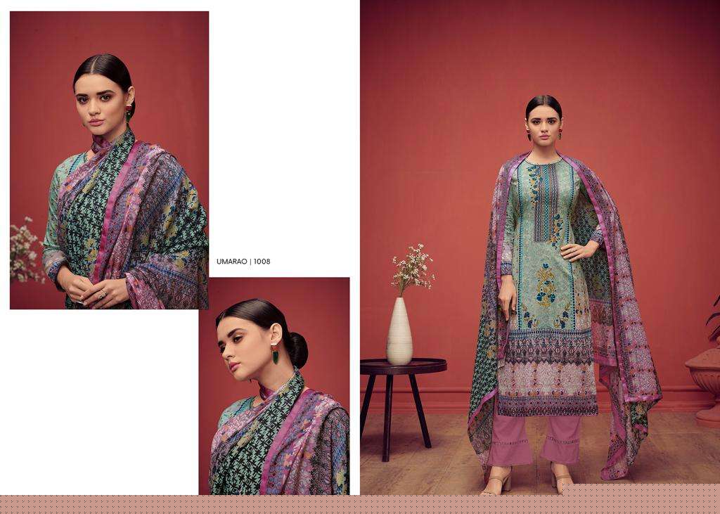 UMARAO BY HOUSE OF LAWN 1001 TO 1010 SERIES BEAUTIFUL STYLISH SHARARA SUITS FANCY COLORFUL CASUAL WEAR & ETHNIC WEAR & READY TO WEAR PURE JAM SATIN PRINTED WITH EMBROIDERY DRESSES AT WHOLESALE PRICE