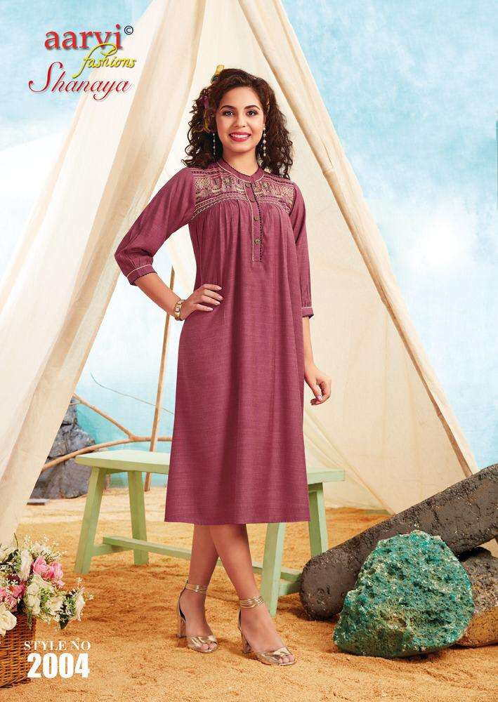 SHANAYA VOL-2 BY AARVI FASHION 2001 TO 2005 SERIES BEAUTIFUL COLORFUL STYLISH FANCY CASUAL WEAR & ETHNIC WEAR & READY TO WEAR RAYON LUXURIYA KURTIS AT WHOLESALE PRICE