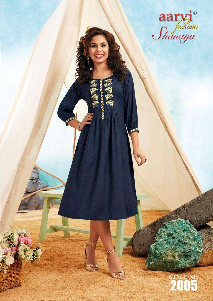 SHANAYA VOL-2 BY AARVI FASHION 2001 TO 2005 SERIES BEAUTIFUL COLORFUL STYLISH FANCY CASUAL WEAR & ETHNIC WEAR & READY TO WEAR RAYON LUXURIYA KURTIS AT WHOLESALE PRICE