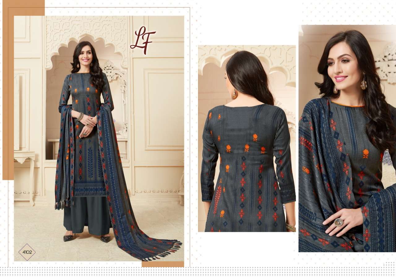 HEENA VOL-41 BY LAVLI FASHION 4101 TO 4106 SERIES BEAUTIFUL STYLISH SHARARA SUITS FANCY COLORFUL CASUAL WEAR & ETHNIC WEAR & READY TO WEAR PURE PASHMINA PRINTED DRESSES AT WHOLESALE PRICE