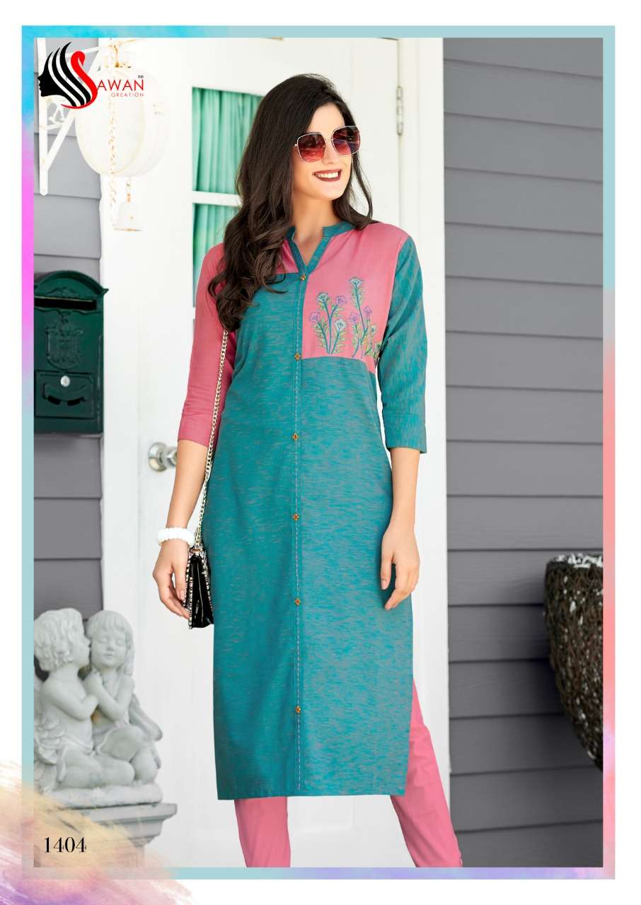 HONEY VOL-14 BY SAWAN CREATION 1401 TO 1412 SERIES BEAUTIFUL COLORFUL STYLISH FANCY CASUAL WEAR & ETHNIC WEAR & READY TO WEAR HEAVY RAYON PRINTED KURTIS AT WHOLESALE PRICE