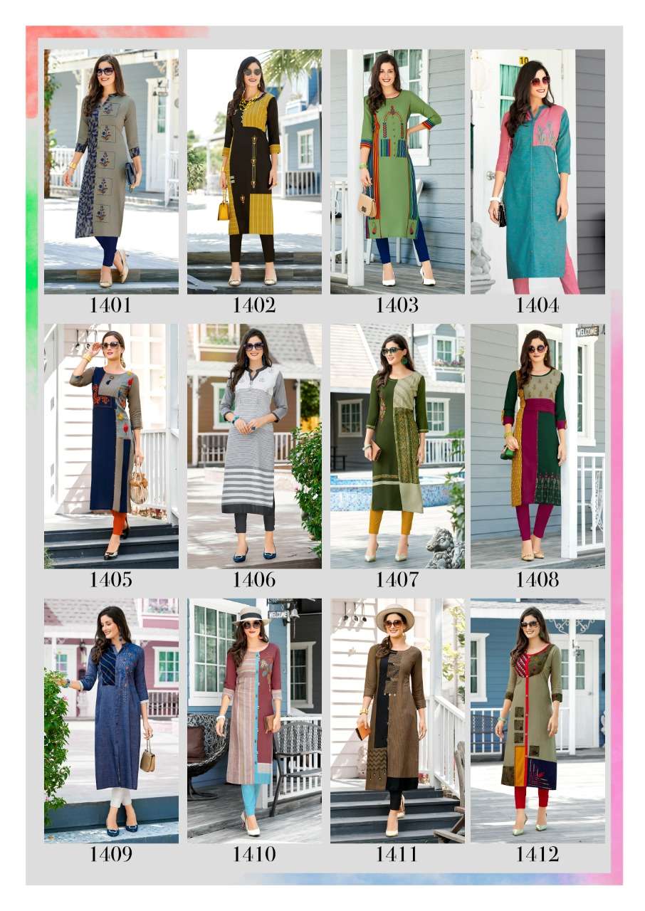 HONEY VOL-14 BY SAWAN CREATION 1401 TO 1412 SERIES BEAUTIFUL COLORFUL STYLISH FANCY CASUAL WEAR & ETHNIC WEAR & READY TO WEAR HEAVY RAYON PRINTED KURTIS AT WHOLESALE PRICE