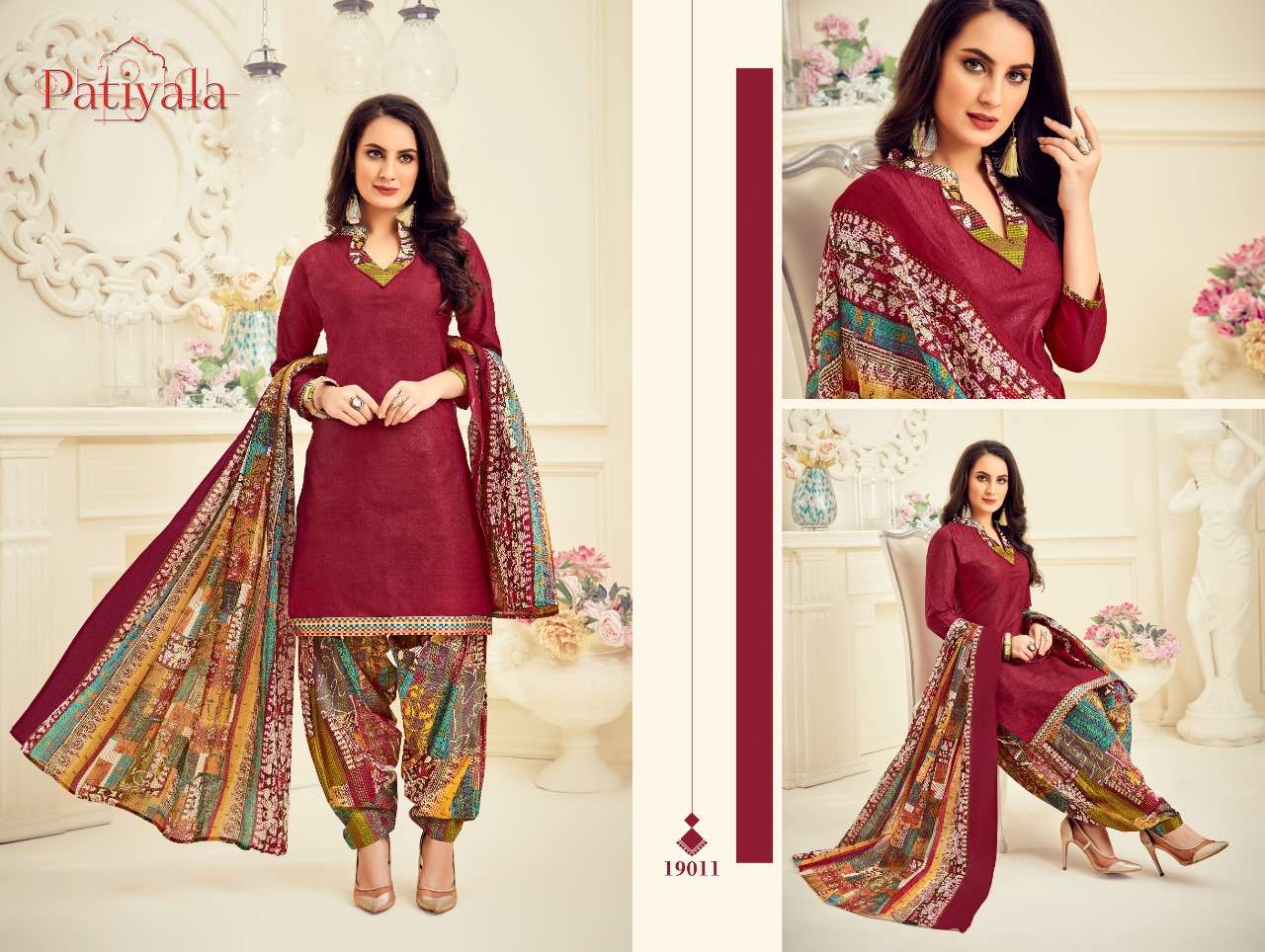 PATIYALA VOL-19 BY GANESHA 19008 TO 19019 SERIES BEAUTIFUL PATIYALA SUITS STYLISH FANCY COLORFUL PARTY WEAR & OCCASIONAL WEAR PURE COTTON PRINT DRESSES AT WHOLESALE PRICE