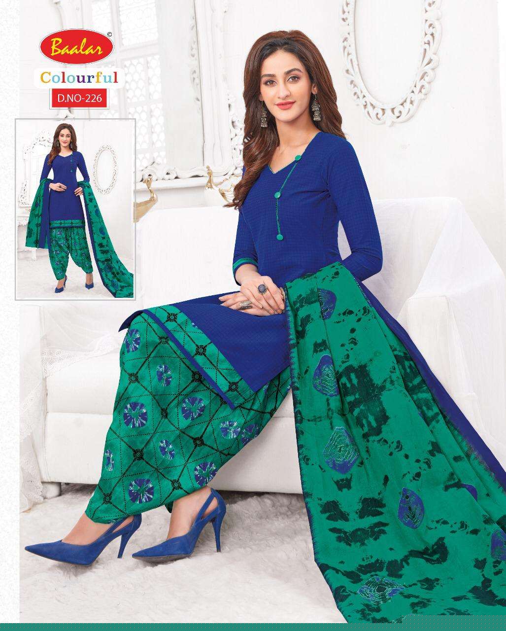 COLOURFUL VOL-2 BY BAALAR 225 TO 244 SERIES BEAUTIFUL PATIYALA SUITS STYLISH FANCY COLORFUL PARTY WEAR & OCCASIONAL WEAR PURE COTTON PRINT DRESSES AT WHOLESALE PRICE