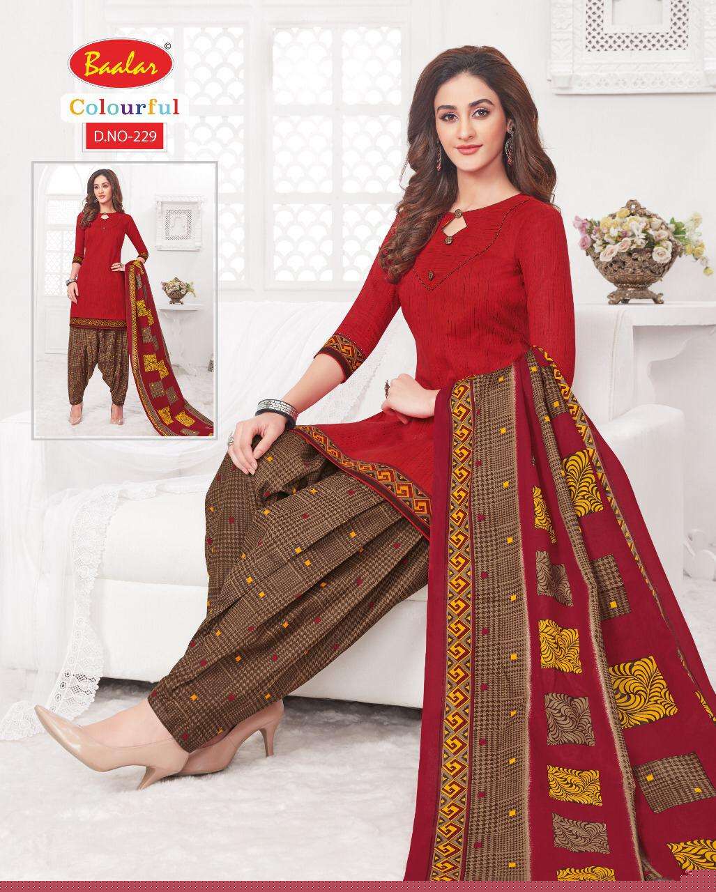 COLOURFUL VOL-2 BY BAALAR 225 TO 244 SERIES BEAUTIFUL PATIYALA SUITS STYLISH FANCY COLORFUL PARTY WEAR & OCCASIONAL WEAR PURE COTTON PRINT DRESSES AT WHOLESALE PRICE