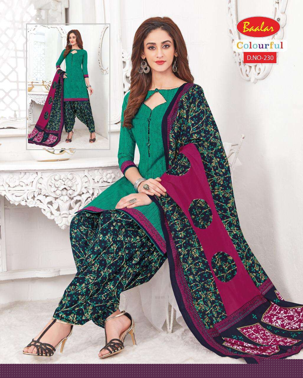 COLOURFUL VOL-2 BY BAALAR 225 TO 244 SERIES BEAUTIFUL PATIYALA SUITS STYLISH FANCY COLORFUL PARTY WEAR & OCCASIONAL WEAR PURE COTTON PRINT DRESSES AT WHOLESALE PRICE