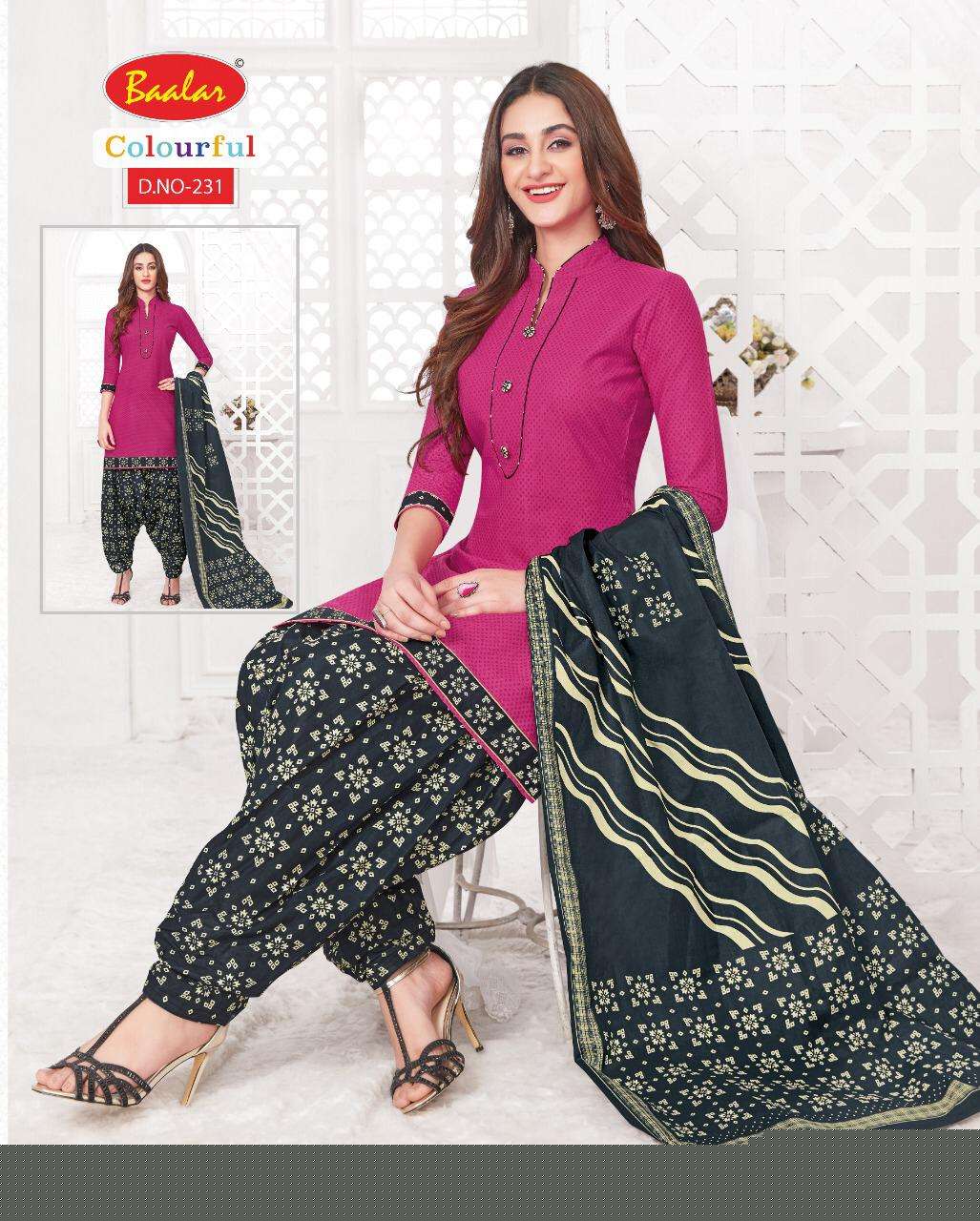 COLOURFUL VOL-2 BY BAALAR 225 TO 244 SERIES BEAUTIFUL PATIYALA SUITS STYLISH FANCY COLORFUL PARTY WEAR & OCCASIONAL WEAR PURE COTTON PRINT DRESSES AT WHOLESALE PRICE