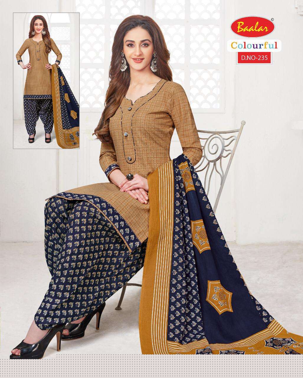 COLOURFUL VOL-2 BY BAALAR 225 TO 244 SERIES BEAUTIFUL PATIYALA SUITS STYLISH FANCY COLORFUL PARTY WEAR & OCCASIONAL WEAR PURE COTTON PRINT DRESSES AT WHOLESALE PRICE