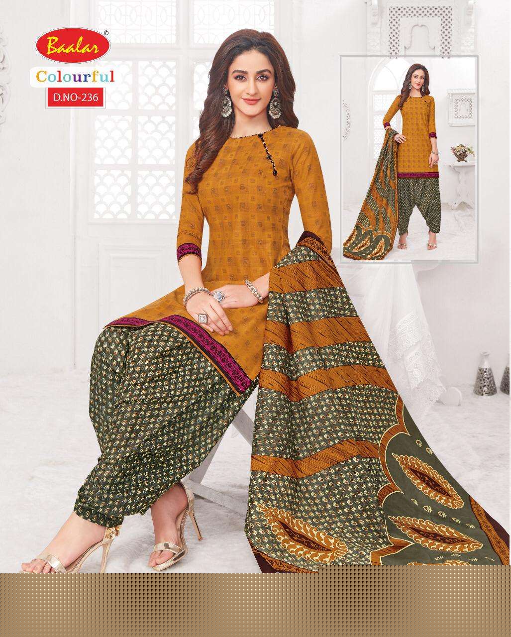 COLOURFUL VOL-2 BY BAALAR 225 TO 244 SERIES BEAUTIFUL PATIYALA SUITS STYLISH FANCY COLORFUL PARTY WEAR & OCCASIONAL WEAR PURE COTTON PRINT DRESSES AT WHOLESALE PRICE