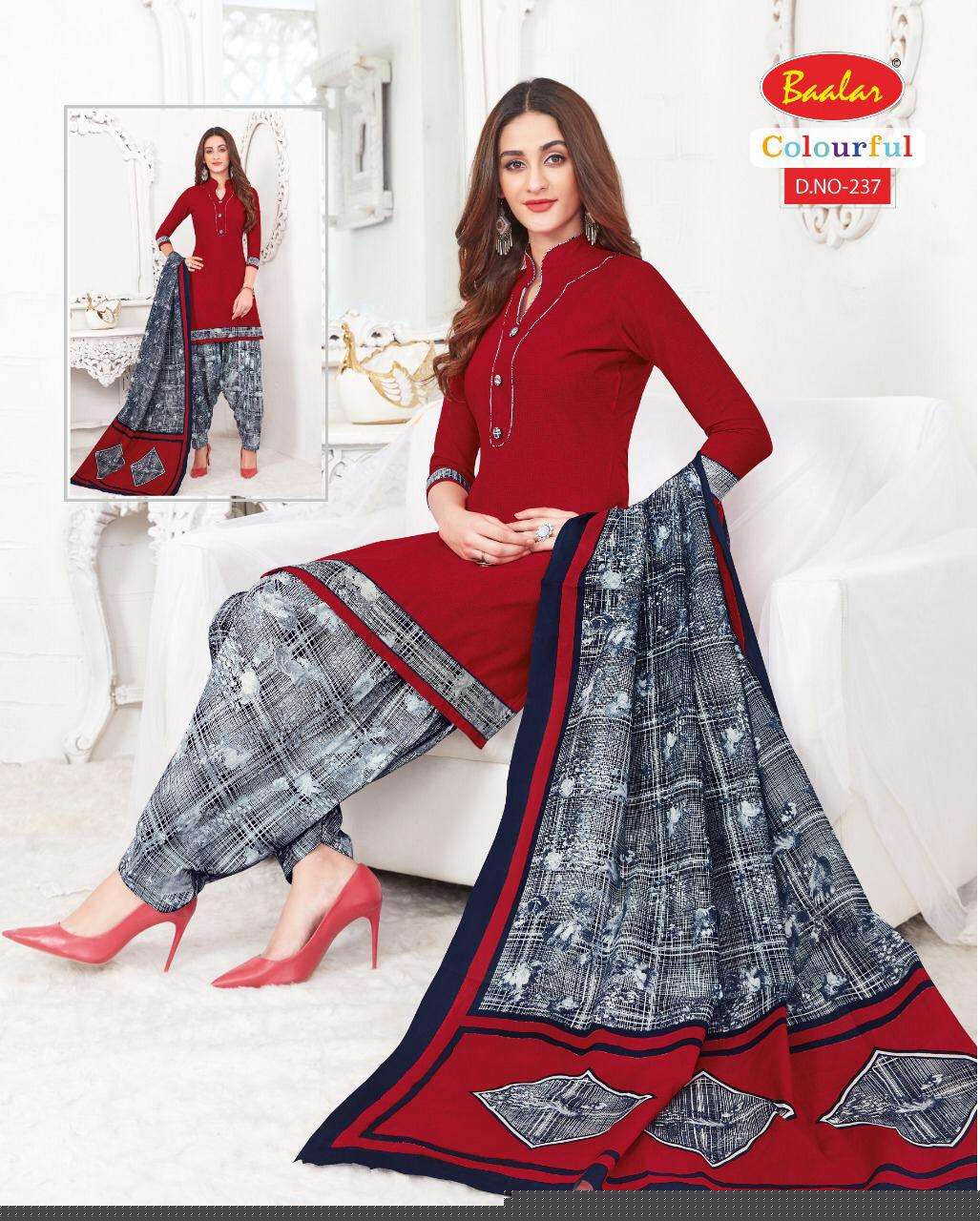 COLOURFUL VOL-2 BY BAALAR 225 TO 244 SERIES BEAUTIFUL PATIYALA SUITS STYLISH FANCY COLORFUL PARTY WEAR & OCCASIONAL WEAR PURE COTTON PRINT DRESSES AT WHOLESALE PRICE