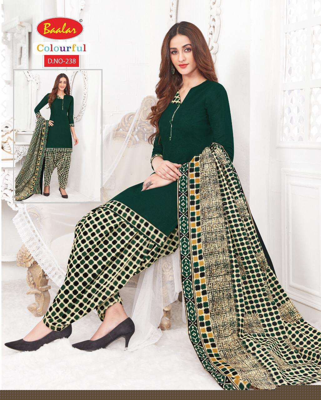 COLOURFUL VOL-2 BY BAALAR 225 TO 244 SERIES BEAUTIFUL PATIYALA SUITS STYLISH FANCY COLORFUL PARTY WEAR & OCCASIONAL WEAR PURE COTTON PRINT DRESSES AT WHOLESALE PRICE