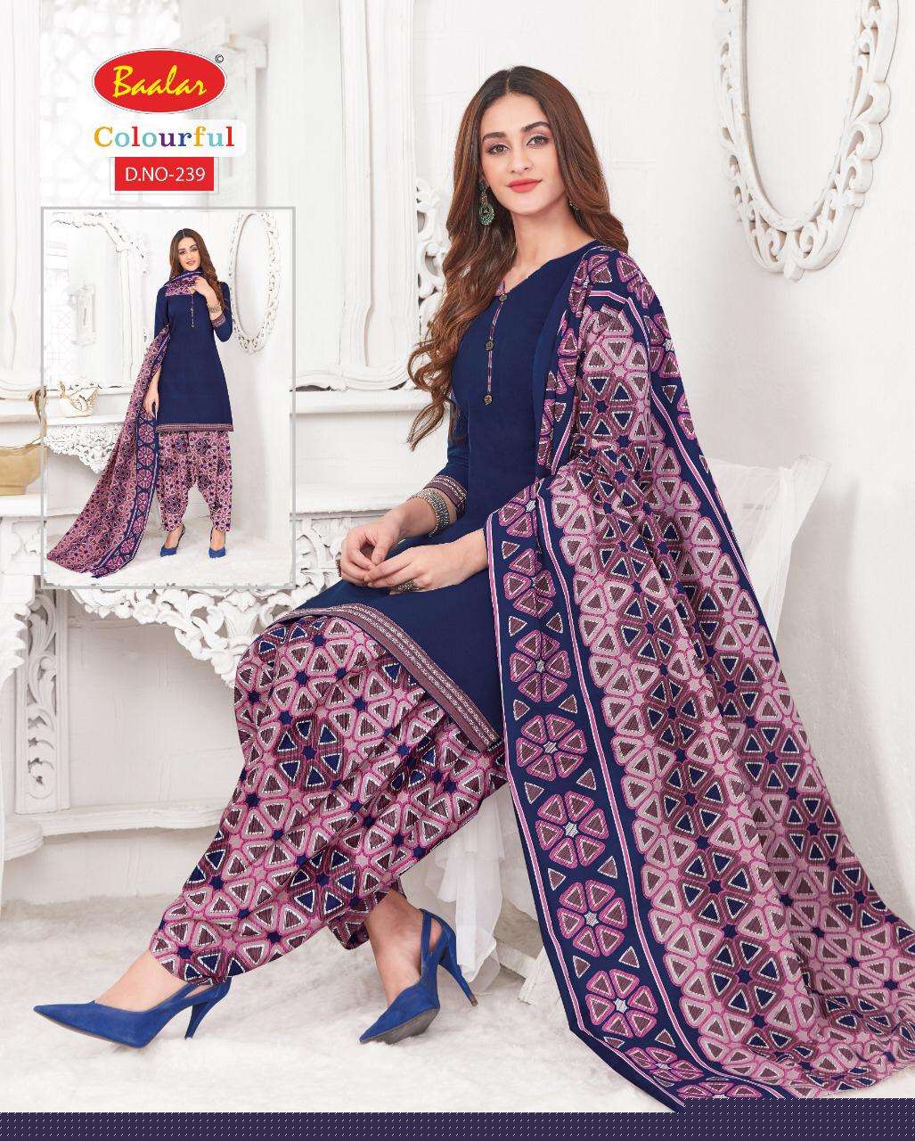 COLOURFUL VOL-2 BY BAALAR 225 TO 244 SERIES BEAUTIFUL PATIYALA SUITS STYLISH FANCY COLORFUL PARTY WEAR & OCCASIONAL WEAR PURE COTTON PRINT DRESSES AT WHOLESALE PRICE