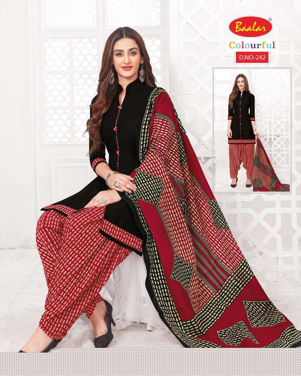 COLOURFUL VOL-2 BY BAALAR 225 TO 244 SERIES BEAUTIFUL PATIYALA SUITS STYLISH FANCY COLORFUL PARTY WEAR & OCCASIONAL WEAR PURE COTTON PRINT DRESSES AT WHOLESALE PRICE