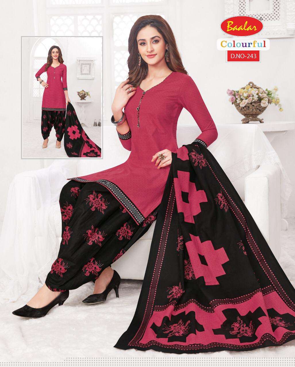 COLOURFUL VOL-2 BY BAALAR 225 TO 244 SERIES BEAUTIFUL PATIYALA SUITS STYLISH FANCY COLORFUL PARTY WEAR & OCCASIONAL WEAR PURE COTTON PRINT DRESSES AT WHOLESALE PRICE