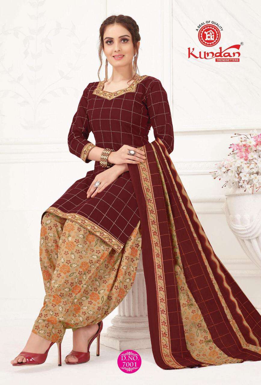 KALASH PATIYALA VOL-7 BY KUNDAN 7001 TO 7012 SERIES BEAUTIFUL PATIYALA SUITS STYLISH FANCY COLORFUL PARTY WEAR & OCCASIONAL WEAR PURE COTTON PRINT DRESSES AT WHOLESALE PRICE
