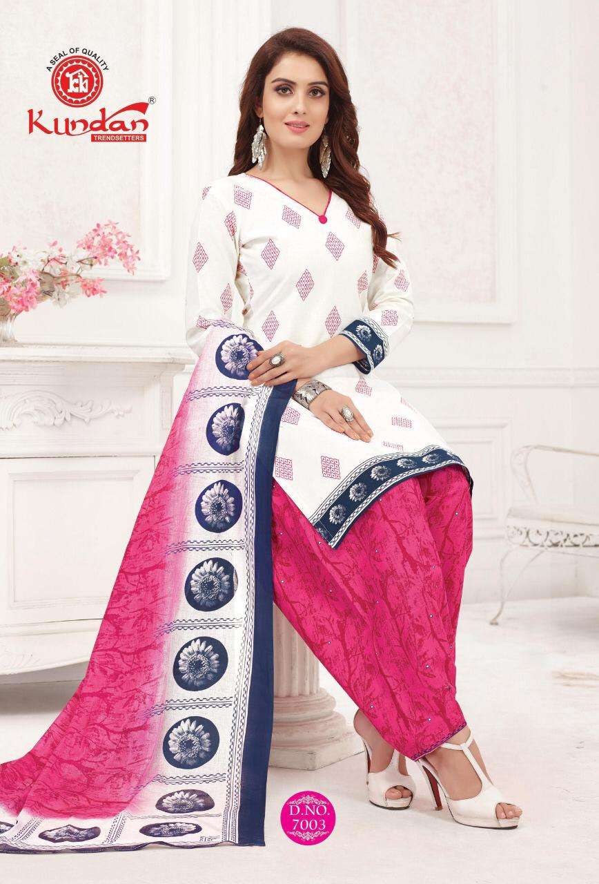 KALASH PATIYALA VOL-7 BY KUNDAN 7001 TO 7012 SERIES BEAUTIFUL PATIYALA SUITS STYLISH FANCY COLORFUL PARTY WEAR & OCCASIONAL WEAR PURE COTTON PRINT DRESSES AT WHOLESALE PRICE
