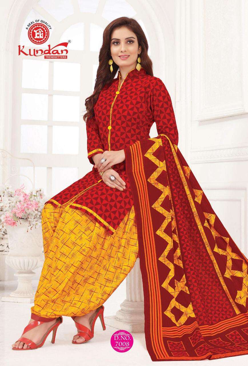 KALASH PATIYALA VOL-7 BY KUNDAN 7001 TO 7012 SERIES BEAUTIFUL PATIYALA SUITS STYLISH FANCY COLORFUL PARTY WEAR & OCCASIONAL WEAR PURE COTTON PRINT DRESSES AT WHOLESALE PRICE