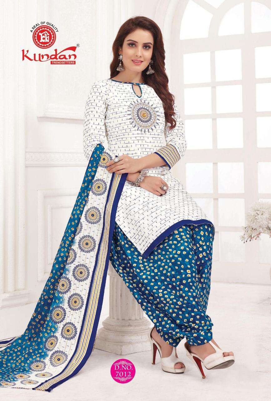 KALASH PATIYALA VOL-7 BY KUNDAN 7001 TO 7012 SERIES BEAUTIFUL PATIYALA SUITS STYLISH FANCY COLORFUL PARTY WEAR & OCCASIONAL WEAR PURE COTTON PRINT DRESSES AT WHOLESALE PRICE